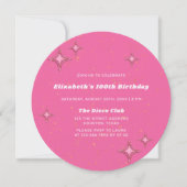 Invitation Boule disco Strass Rose Or Fête des 100 ans (Devant)