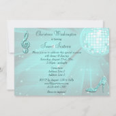 Invitation Boule Disco turquoise, Princesse Coach & Chevaux S (Dos)