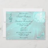 Invitation Boule Disco turquoise, Princesse Coach & Chevaux S (Dos)