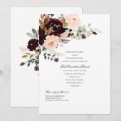 Invitation Boule florale bordeaux et rose blush (Devant / Derrière)