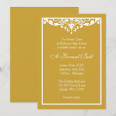 Invitation Boule formelle de danse d'or et de bal d'étudiants (Devant / Derrière)