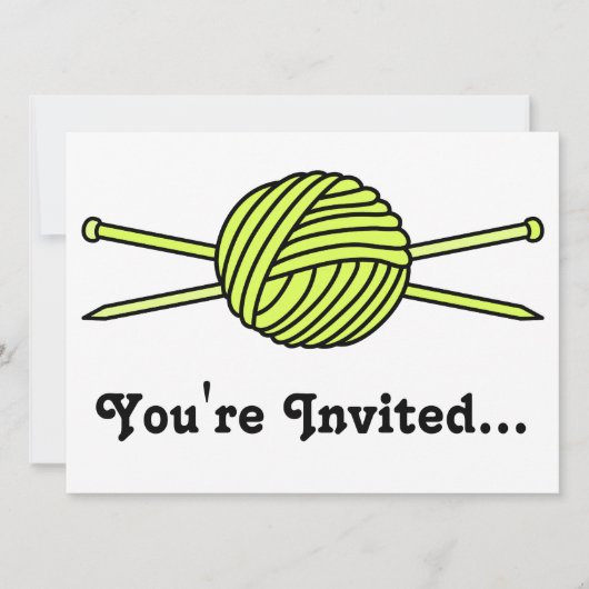 Invitation Boule jaune de fils et d'aiguilles de Tricot (Devant)