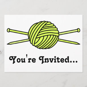 Invitation Boule jaune de fils et d'aiguilles de Tricot