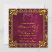 Invitation Boule Mascarade Rouge Or Maroon Mascarade (Dos)