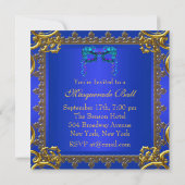 Invitation Boule Mascaré bleu bleu cobalt de la Marine or (Dos)