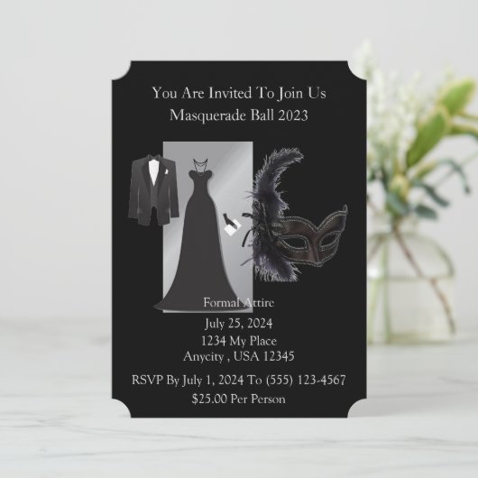 Invitation Boule Masquerade (Debout devant)