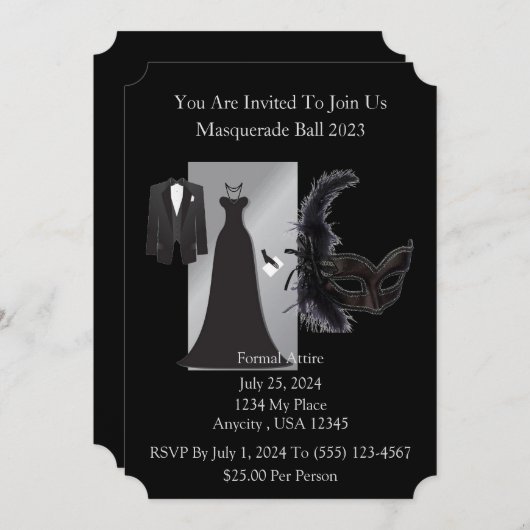 Invitation Boule Masquerade (Devant / Derrière)