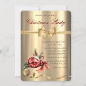Invitation Boule rouge, Bow, Soirée de Noël d'or (Devant)