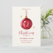 Invitation Boule rouge de Noël vintage (Debout devant)