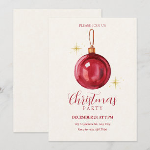 Invitation Boule rouge de Noël vintage