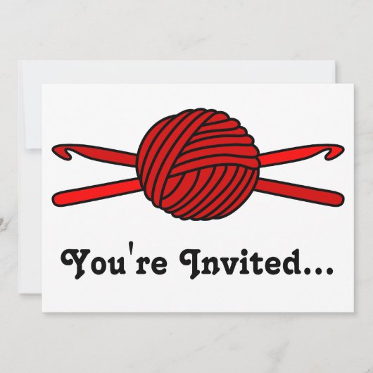 Invitation Boule rouge des crochets de fil et de crochet (Devant)