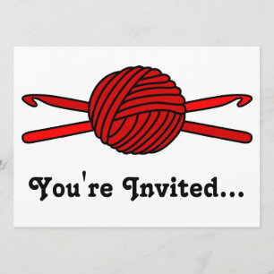 Invitation Boule rouge des crochets de fil et de crochet