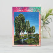 Invitation BOULEAUX EN TOSCANE, vert rose or scintille (Debout devant)