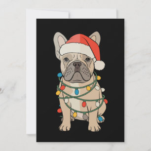 Invitation Bouledogue français chien chapeau de Père Noël Joy