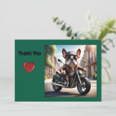Invitation Bouledogue français merci moto (Debout devant)