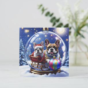 Invitation Bouledogue français Noël French Bullog