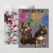 Invitation Bouledogue français Nouvel An French Bulldog (Devant / Derrière)