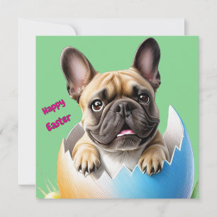 Invitation Bouledogue français oeuf de Pâques French Bulldog