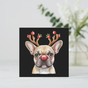 Invitation Bouledogue français rennes amateur de chien Noël X