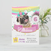 Invitation bouledogue, Pug Licorne Chien Puppy Ann (Debout devant)