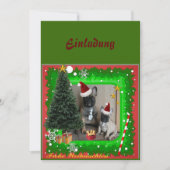 Invitation Bouledogues français fêtent Noël (Devant)