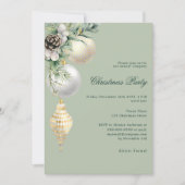 Invitation Boules blanches en or vert compagnie Noël (Devant)