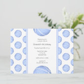 Invitation boules de basket bleu clair motifs filles annivers (Debout devant)