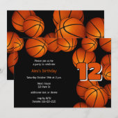 Invitation boules de basket filles garçons fête d'anniversair (Devant / Derrière)