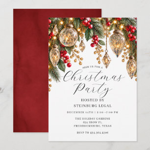 Invitation Boules de cristal vintage or Noël