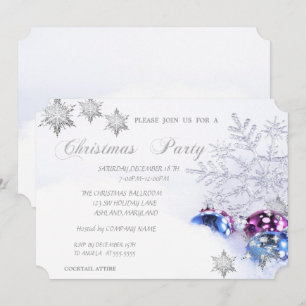 Invitation Boules de neige de Noël, Fête d'entreprise