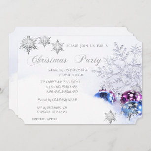 Invitation Boules de neige de Noël, Fête d'entreprise