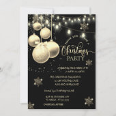 Invitation Boules de neige d'or, Boules Société fête de Noël (Devant)