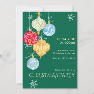 Invitation Boules de Noël aquarelle 