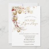 Invitation Boules de Noël aquarelle Branches Étincelantes (Devant)