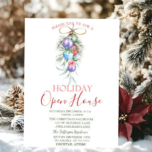 Invitation Boules de Noël aquarelle Open House