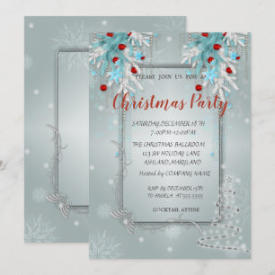 Invitation Boules de Noël, Arbre, Fête de Noël d'entreprise