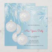 Invitation Boules de Noël blanches (Devant / Derrière)