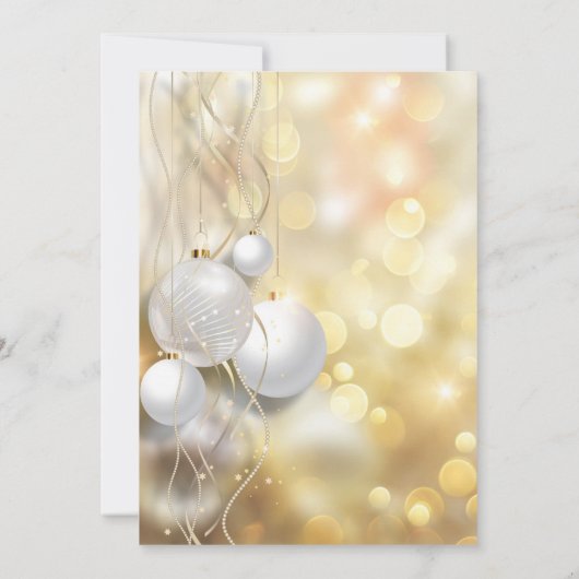 Invitation Boules De Noël Blanches Et Perles À Cordes (Dos)