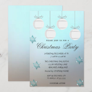 Invitation Boules de Noël, Bleues Soirée de Noël d'entrepris