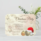 Invitation Boules de Noël, Bokeh, Fête d'entreprise Santa Hat (Debout devant)