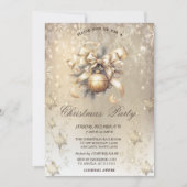 Invitation Boules de Noël Bow Snowflakes Gold (Devant)