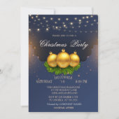 Invitation Boules de Noël Branches Bleu Compagnie de Noël (Devant)