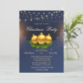 Invitation Boules de Noël Branches Bleu Compagnie de Noël (Debout devant)