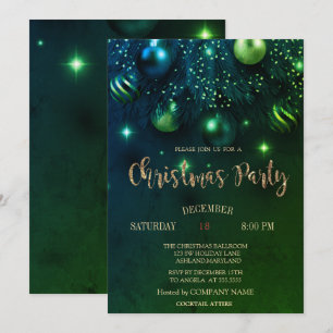Invitation Boules de Noël chic Fête de Noël en entreprise ver