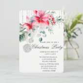 Invitation Boules de Noël Chic, Fête de Noël Poinsettia (Debout devant)