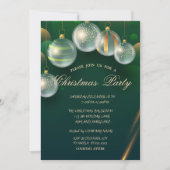 Invitation Boules de Noël chic Fête de Noël verte (Devant)
