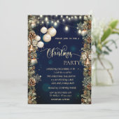 Invitation Boules de Noël, cloches, Pinecones Bleus Noël (Debout devant)