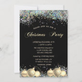 Invitation Boules de Noël, Confetti Société Fête de Noël (Devant)