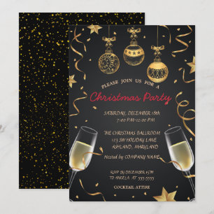 Invitation Boules de Noël, Confettis Fête de Noël d'entrepris