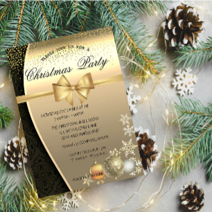 Invitation Boules de Noël, Damassé Soirée de Noël d'entrepri